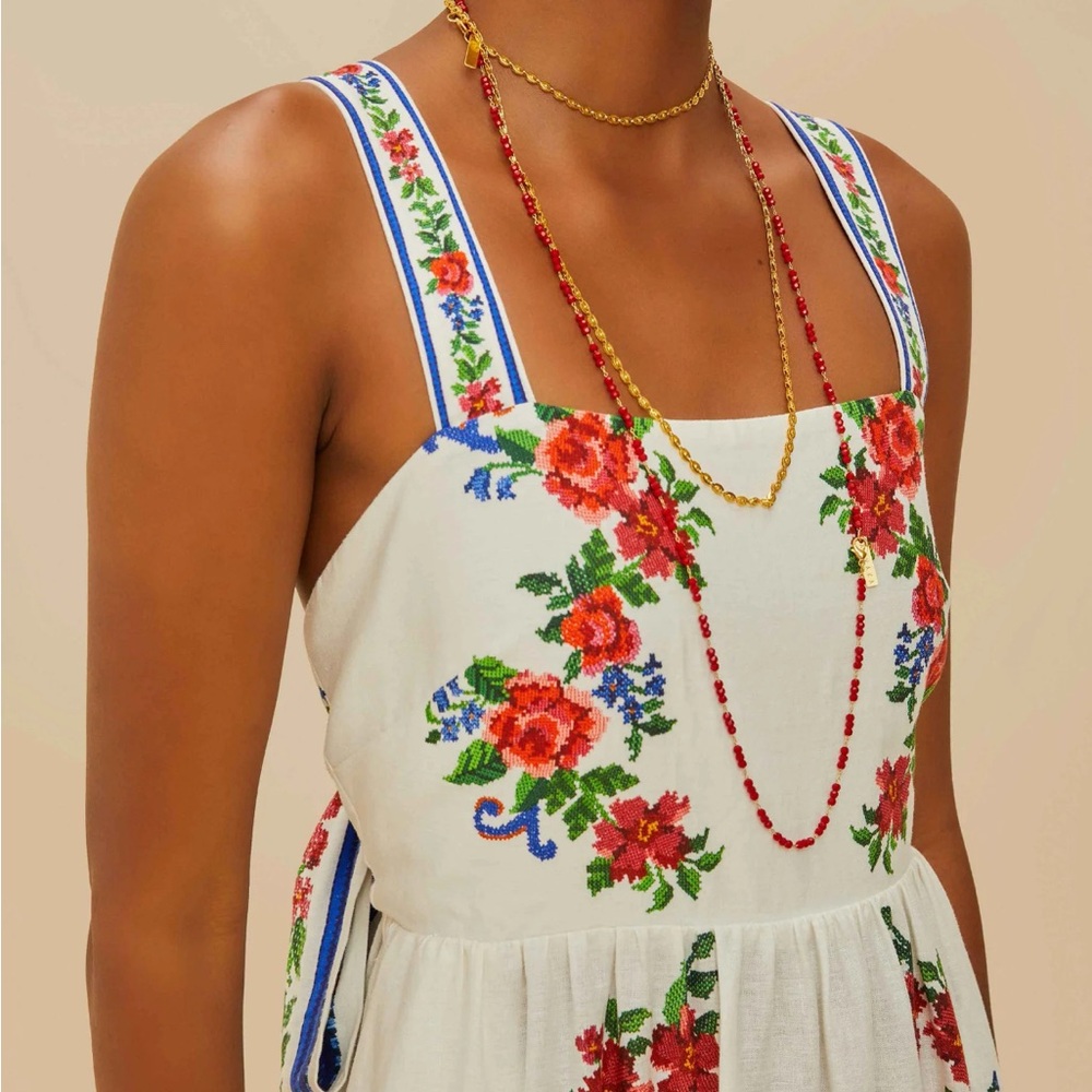 NWT FARM Rio Off White Floral Tapestry LENZING ECOVERO Euroflax Maxi Dress